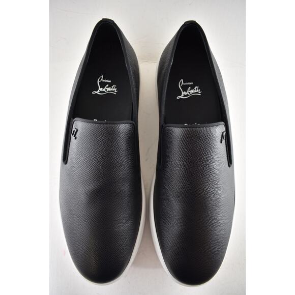 Christian Louboutin Mens Boatissimo Flat Black Leather Slip On Sneakers 42 9 - Picture 13 of 16